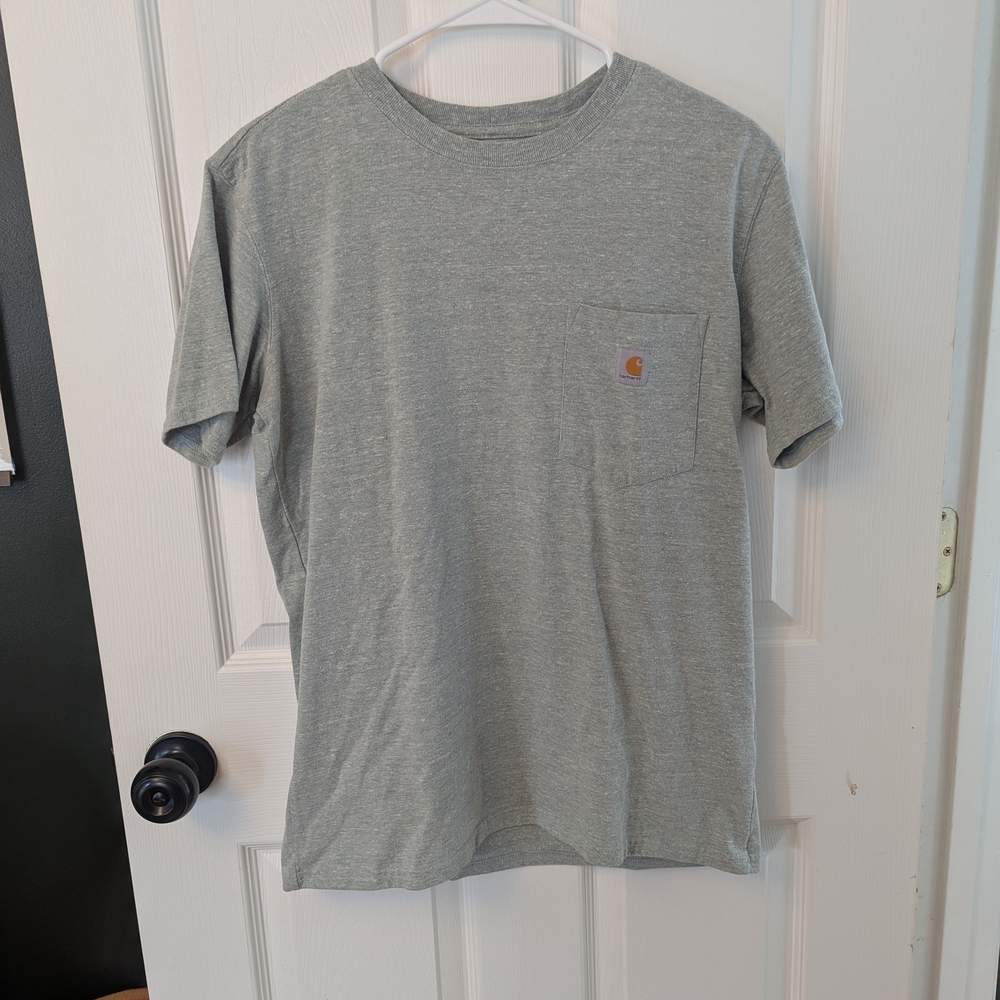 Two Carhartt Women's Pocket T-Shirt, Teal And Green